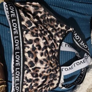Leopard Print Sports Bra with Love Band